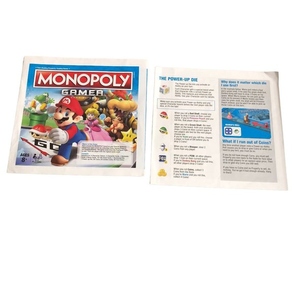 Monopoly Gamer Replacement Parts Pieces Mario Kart 32 Cards & Instructions - Picture 5 of 6